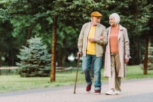 Senior couple on a walk