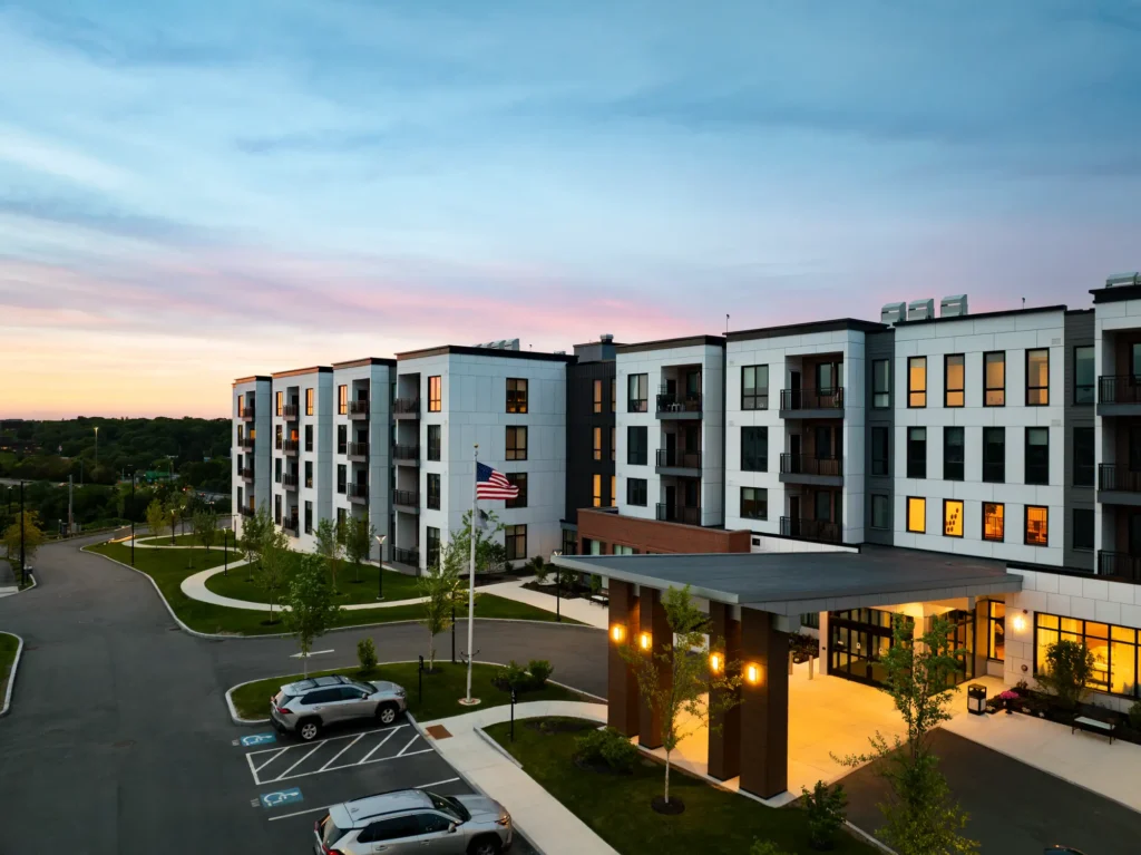 The Delaney at The Vale community building, with experts on when to move from assisted living to memory care 